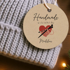 Handgemaakt Product Breien Hart Rood Zwart Artisan Bedankjes Labels