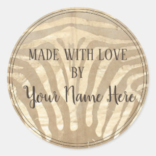 Handgemaakt Product Koeienhuid Gouden Ronde Sticke Sticker