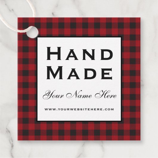 Handgemaakt rood geplakt product Labels (Voorkant)
