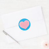 Handgemaakt roze liefdeshart ronde sticker (Envelop)