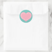Handgemaakt roze liefdeshart ronde sticker (Tas)