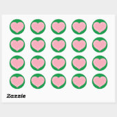 Handgemaakt roze liefdeshart ronde sticker (Vel)
