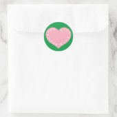 Handgemaakt roze liefdeshart ronde sticker (Tas)