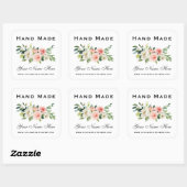 Handgemaakt Roze witte Waterverf Floral Small Vierkante Sticker (Vel)