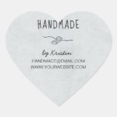 Handgemaakt Rustic Gray Canvas Hart Sticker (Voorkant)