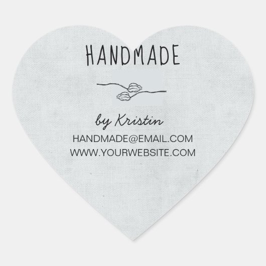 Handgemaakt Rustic Gray Canvas Hart Sticker (Voorkant)