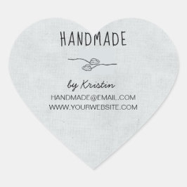 Handgemaakt Rustic Gray Canvas Hart Sticker
