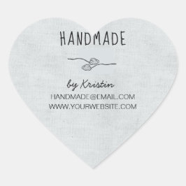 Handgemaakt Rustic Gray Canvas Hart Sticker