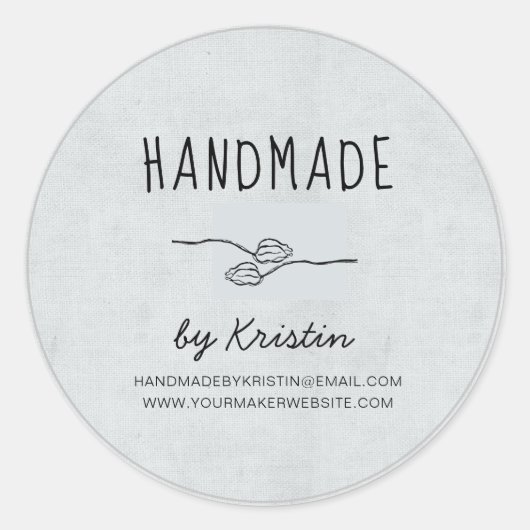 Handgemaakt Rustic Gray Canvas Ronde Sticker (Voorkant)
