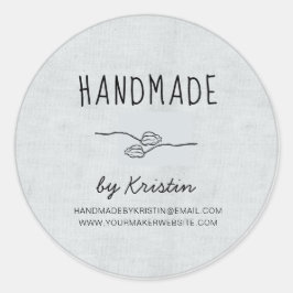 Handgemaakt Rustic Gray Canvas Ronde Sticker