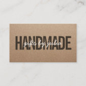 Handgemaakt rustiek bruin kraft  wit script visitekaartje (Voorkant)
