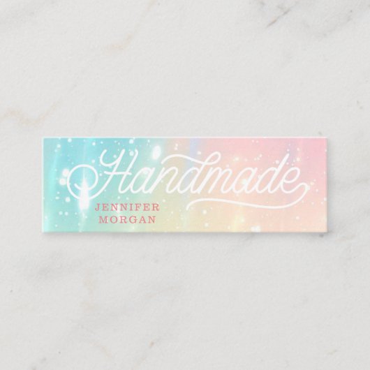 Handgemaakt Schattige Script Kleurrijk Visitekaart Mini Visitekaartje (Voorkant)