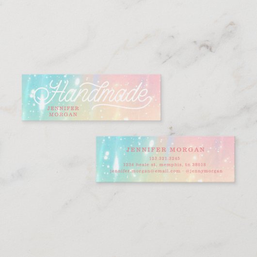 Handgemaakt Schattige Script Kleurrijk Visitekaart Mini Visitekaartje (Voorkant / Achterkant)