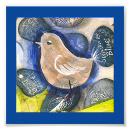 Handgemaakt schilderij - collage, bocho-vogel foto afdruk