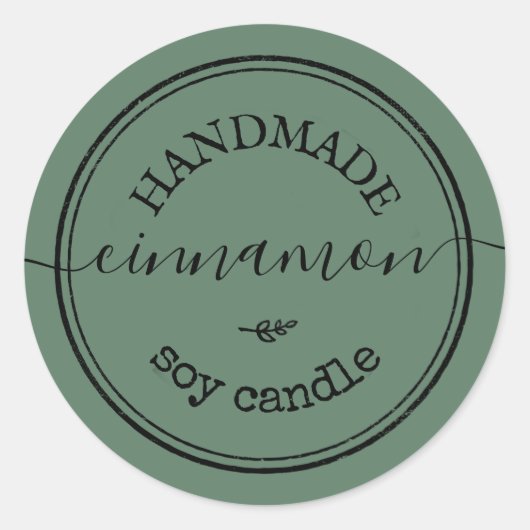 Handgemaakt script zwart rand productlabel ronde sticker (Voorkant)