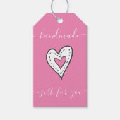 Handgemaakt speciaal voor jou - Doodled Heart Pink Cadeaulabel (Voorkant)