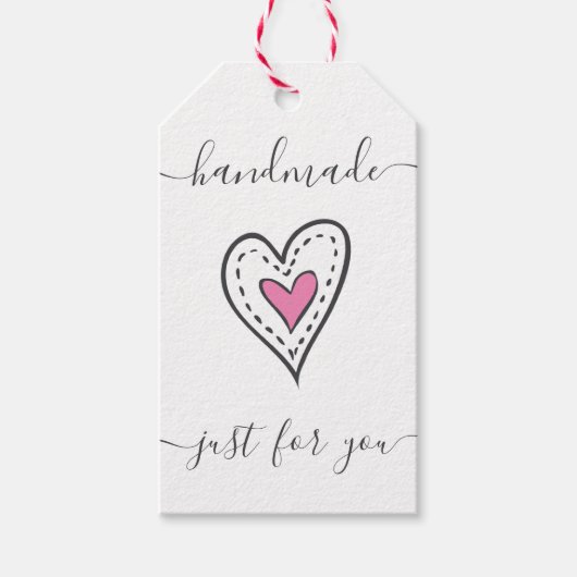 Handgemaakt speciaal voor jou - Doodled Heart Whit Cadeaulabel (Voorkant)