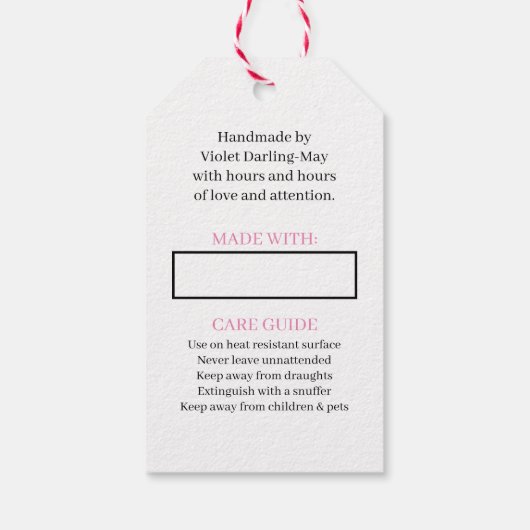 Handgemaakt speciaal voor jou - Doodled Heart Whit Cadeaulabel (Achterkant)