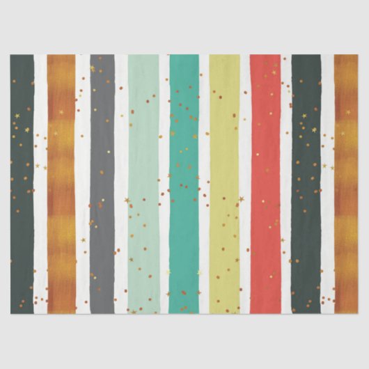 Handgemaakt Stripes en gouden glitterpatroon Tissuepapier (Voorkant)