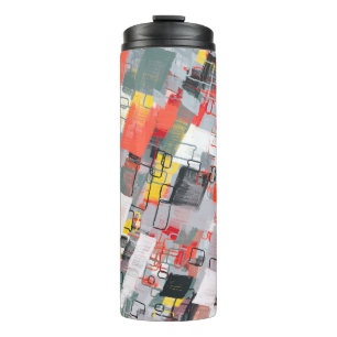 Handgemaakt surrealistisch abstract patroon. Moder Thermosbeker