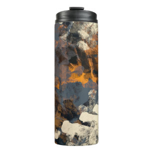 Handgemaakt surrealistisch abstract patroon. Moder Thermosbeker
