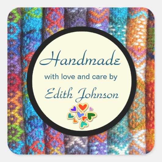 Handgemaakt! Vierkante Sticker (Voorkant)