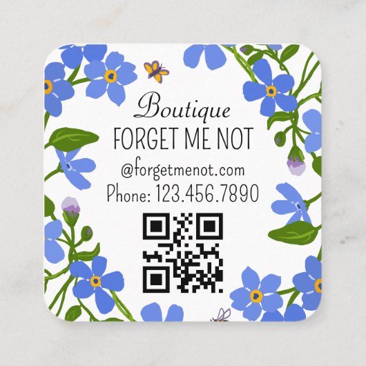 Handgemaakt Visitekaartje aangepast CR-code Floral (Achterkant)