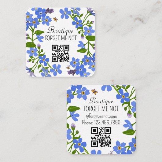 Handgemaakt Visitekaartje aangepast CR-code Floral (Voorkant / Achterkant)