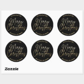 Handgemaakt voor Gold Merry Black met kerstmis Ronde Sticker (Vel)
