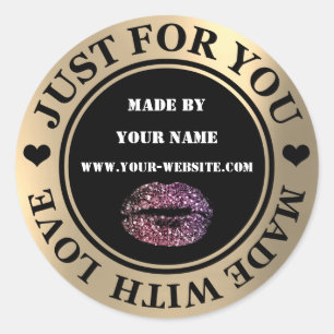 Handgemaakt voor je echte liefde Glitter Kiss Ronde Sticker