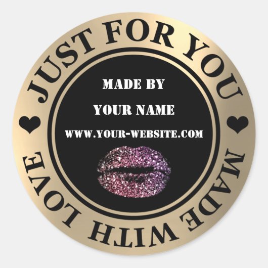 Handgemaakt voor je echte liefde Glitter Kiss Ronde Sticker (Voorkant)
