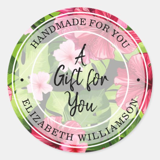 Handgemaakt voor je Floral Ronde Sticker (Voorkant)