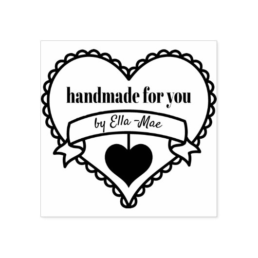 Handgemaakt voor u door .. Rustiek Hart Gepersonal Rubberstempel (Afrduk)