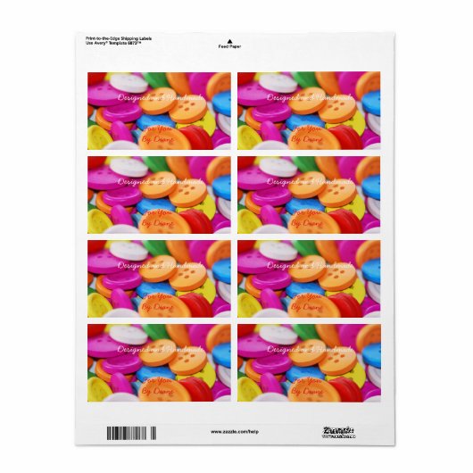 Handgemaakt voor u Kleurrijke Buttonnen Label (Full Sheet)