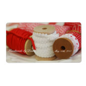 Handgemaakt voor u rode spoelen naailabel etiket (Voorkant)