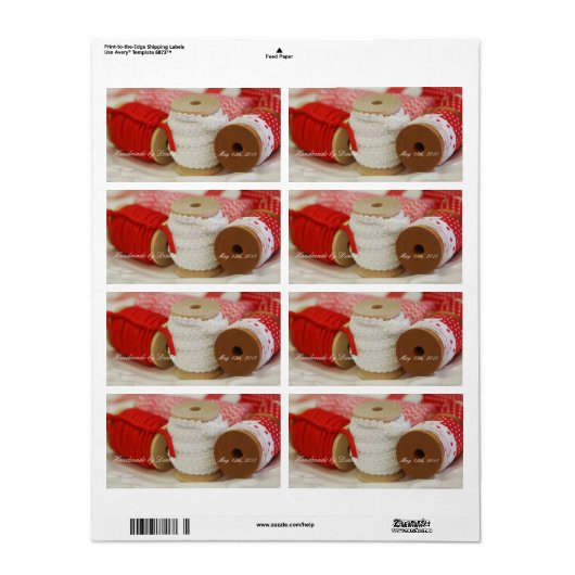 Handgemaakt voor u rode spoelen naailabel etiket (Full Sheet)