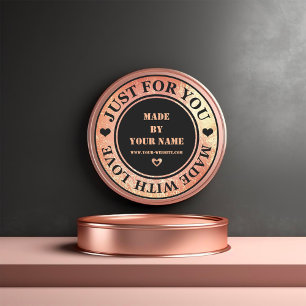 Handgemaakt voor u Roos Gold Glass Ronde Sticker