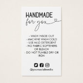 Handgemaakt voor uw wasinstructies Sociale media Visitekaartje (Voorkant)