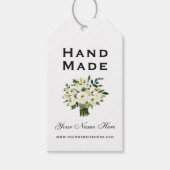 Handgemaakt Waterverf Groene Witte Floral Labels Cadeaulabel (Voorkant)