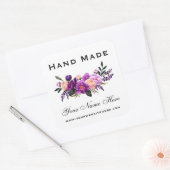 Handgemaakt Waterverf Paars Violet Floral Small Vierkante Sticker (Envelop)