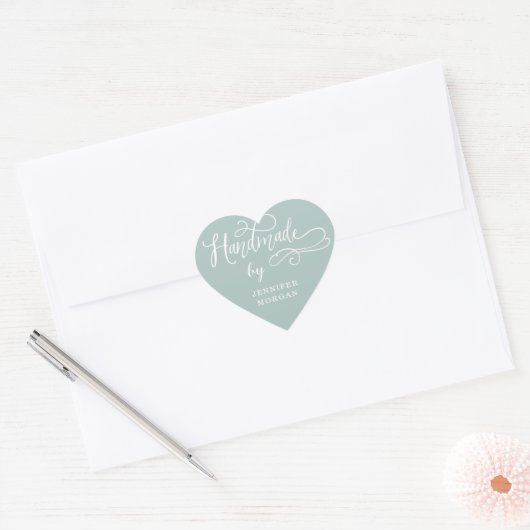 handgemaakt whimsical script monogram hart sticker (Envelop)