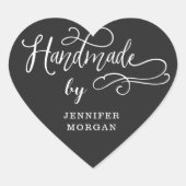 handgemaakt whimsical script monogram hart sticker (Voorkant)