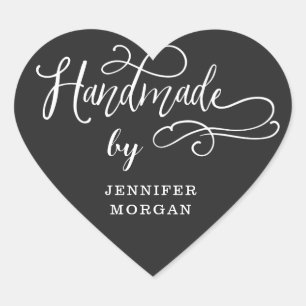 handgemaakt whimsical script monogram hart sticker