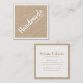 Handgemaakt wit script bruin rustige kraft vierkante visitekaartje (Voorkant / Achterkant)