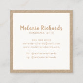 Handgemaakt wit script bruin rustige kraft vierkante visitekaartje (Achterkant)