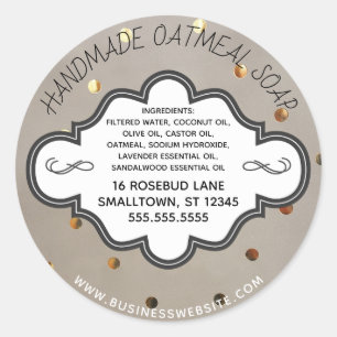 Handgemaakt zeeplabel Kraft papier Folie Polka Dot Ronde Sticker