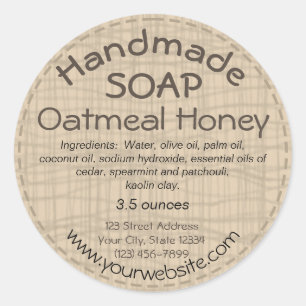 Handgemaakt zeeplabel ronde Sticker land rustiek