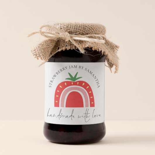 Handgemaakte aardbei Jam Rainbow-naam Vierkante Sticker