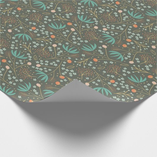 Handgemaakte Abstracte kleurrijke kerstflora Cadeaupapier (Hoek)