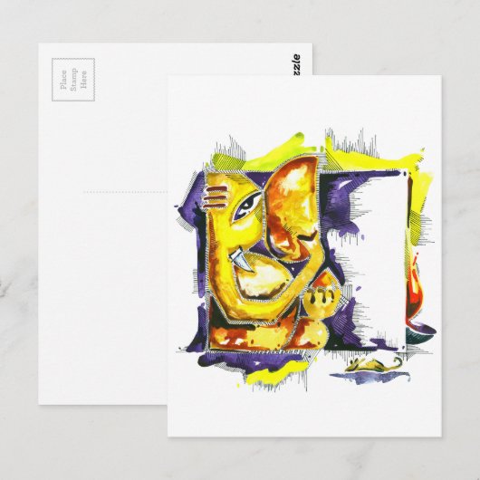 Handgemaakte Abstracte schilderijen van Lord Ganes Briefkaart (Voorkant / Achterkant)